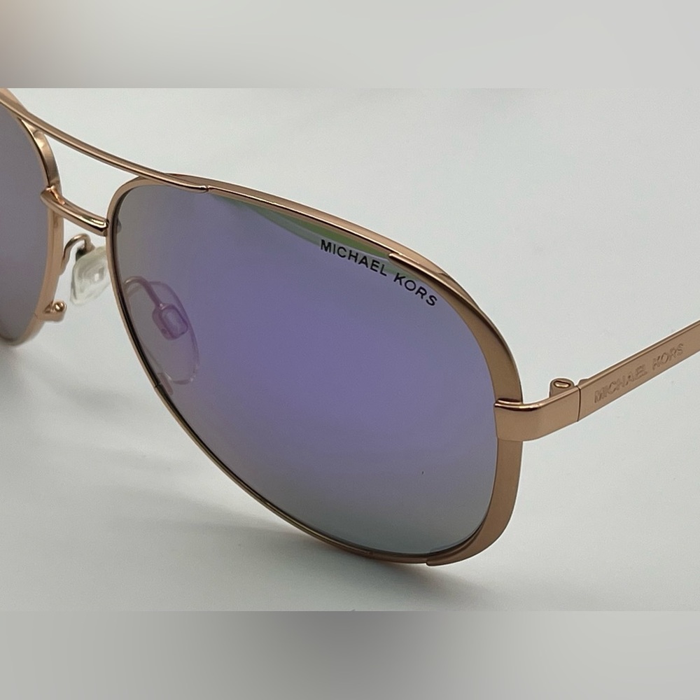 Michael Kors Rose Gold Purple Mirror Aviator Sunglasses - Picture 5 of 14